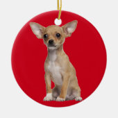 Tan en White Chihuahua Keramisch Ornament (Voorkant)