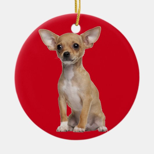 Tan en White Chihuahua Keramisch Ornament (Voorkant)