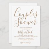 Tan en White Couples Shower Invitation Kaart (Voorkant / Achterkant)