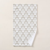 Tan en White Damask Bath Towel Set Bad Handdoek (Handdoek)