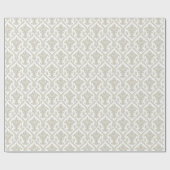 Tan en White  Damask Pattern Cadeaupapier (Vlak)