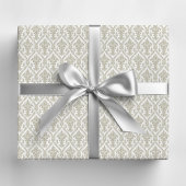 Tan en White Damask Pattern Cadeaupapier