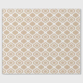 Tan en White Geometric Moroccan Lattice Pattern Cadeaupapier (Vlak)