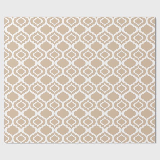 Tan en White Geometric Moroccan Lattice Pattern Cadeaupapier (Vlak)