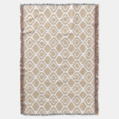 Tan en White Geometric Moroccan Lattice Pattern Deken (Voorkant Verticaal)