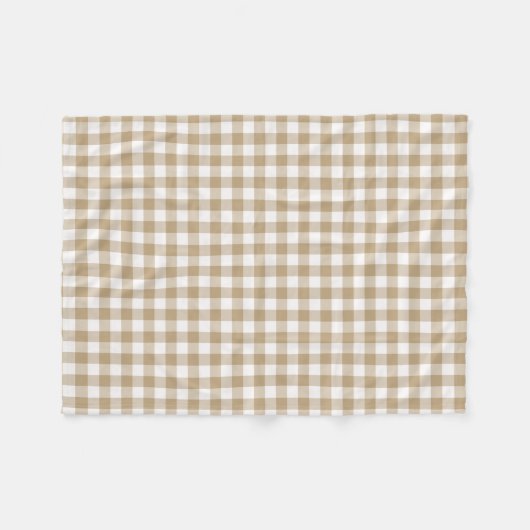 Tan en White Gingham Gingham Gecontroleerd Patroon Fleece Deken (Voorkant (Horizontaal))