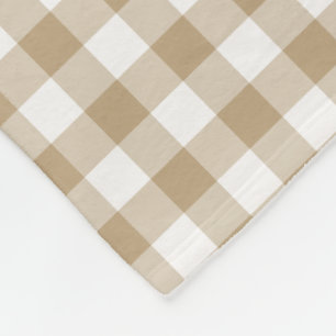 Tan en White Gingham Gingham Gecontroleerd Patroon Fleece Deken
