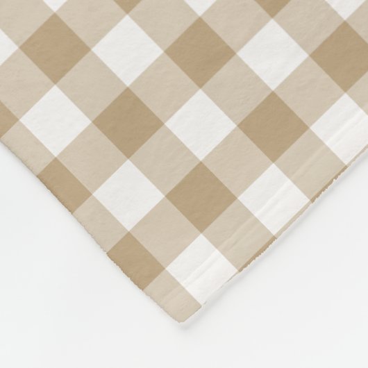Tan en White Gingham Gingham Gecontroleerd Patroon Fleece Deken (Hoek)