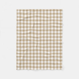 Tan en White Gingham Gingham Gecontroleerd Patroon Fleece Deken
