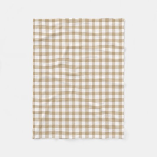 Tan en White Gingham Gingham Gecontroleerd Patroon Fleece Deken (Voorkant)