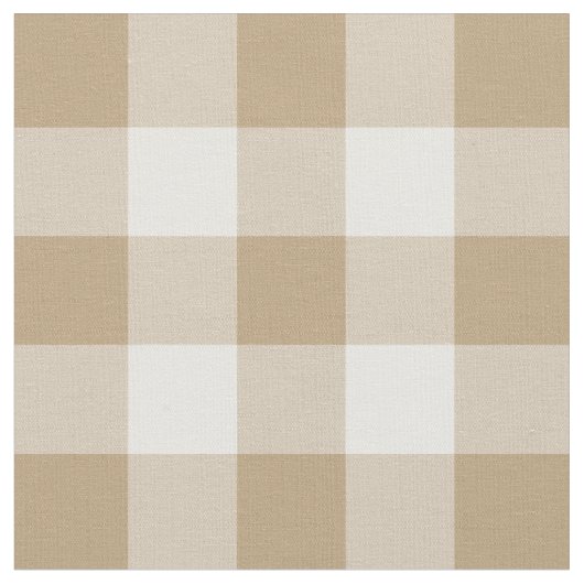 Tan en White Gingham Pattern Fabric Stof (Close Up)