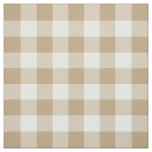 Tan en White Gingham Pattern Fabric Stof (Swatch)
