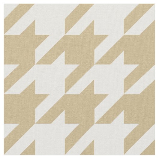 Tan en White Houndstooth Check Stof (Close Up)