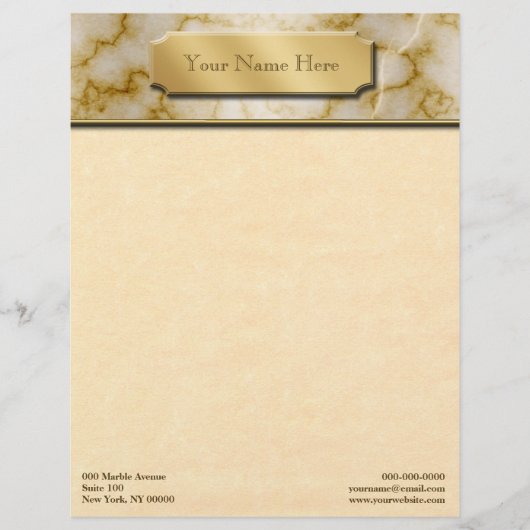 Tan en White Marble Persoonlijk Briefhoofd (Voorkant)