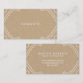 Tan en White Simple Namaste Yoga Teacher Visitekaartje (Voorkant / Achterkant)