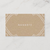 Tan en White Simple Namaste Yoga Teacher Visitekaartje (Voorkant)