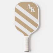 Tan en White Striped Monogram Pickleball Paddle (Voorkant)