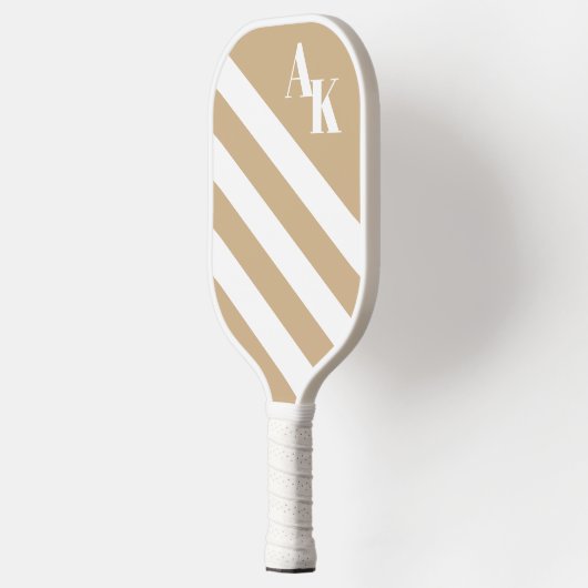 Tan en White Striped Monogram Pickleball Paddle (Links)