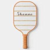 Tan en Wit Modern Monogram Pickleball Paddle (Voorkant)
