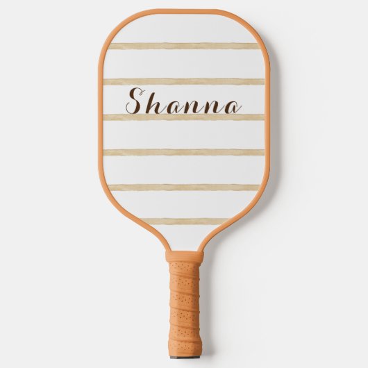 Tan en Wit Modern Monogram Pickleball Paddle (Voorkant)