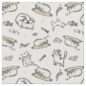 Tan en wit 😼 Schattigee kattenillustraties Stof (Close Up)
