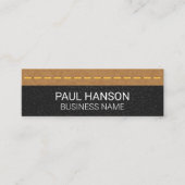 Tan en zwart leder | Stitched Mini Visitekaartje (Voorkant)