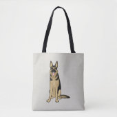 Tan en zwart Schattigee Duitse herdershond GSD Tote Bag (Voorkant)