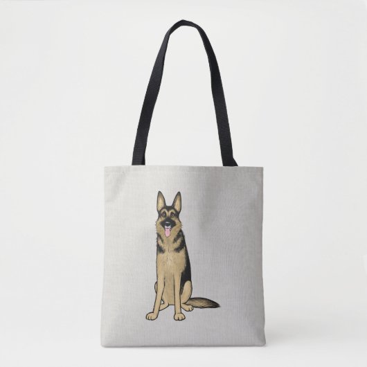 Tan en zwart Schattigee Duitse herdershond GSD Tote Bag (Voorkant)