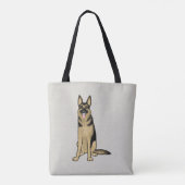 Tan en zwart Schattigee Duitse herdershond GSD Tote Bag (Achterkant)