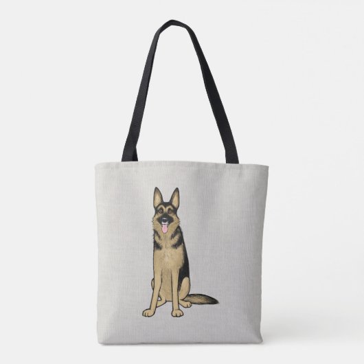 Tan en zwart Schattigee Duitse herdershond GSD Tote Bag (Achterkant)
