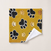 Tan- en zwart-witafdrukken op een gouden achtergro bad handdoek (Wasdoekje)