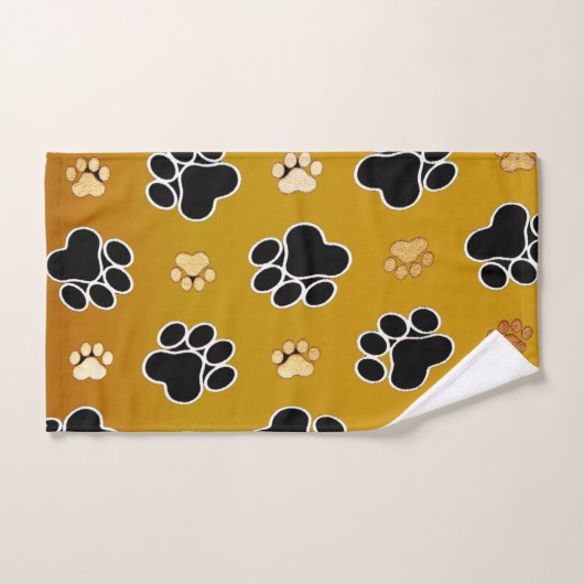 Tan- en zwart-witafdrukken op een gouden achtergro bad handdoek (Handdoek)