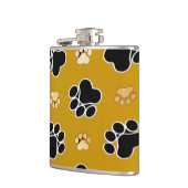 Tan- en zwart-witafdrukken op een gouden achtergro heupfles (Links)