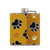 Tan- en zwart-witafdrukken op een gouden achtergro heupfles (Achterkant)