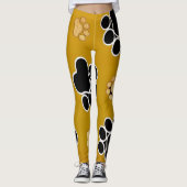 Tan- en zwart-witafdrukken op een gouden achtergro leggings (Voorkant)
