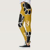 Tan- en zwart-witafdrukken op een gouden achtergro leggings (Links)