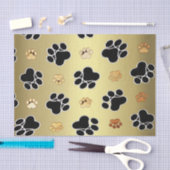 Tan- en zwart-witafdrukken op een gouden achtergro tissuepapier (Craft)