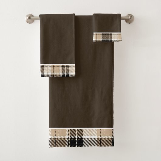 Tan- en zwarte badhanddoekset bad handdoek (Insitu)