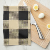 tan en zwarte buffelplaat theedoek (Quarter Fold)