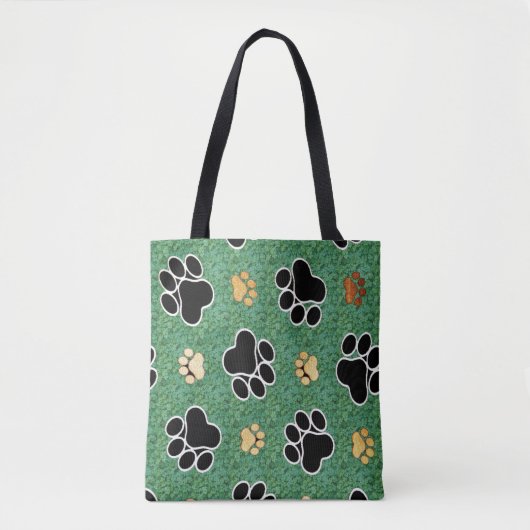 Tan- en zwarte peuterafdrukken op groengras tote bag (Voorkant)