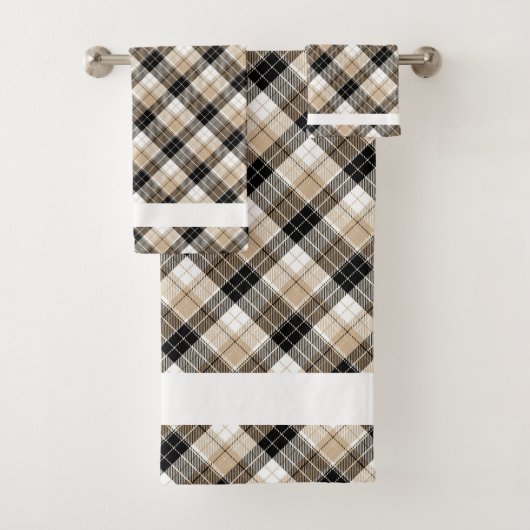 Tan en zwarte vlecht bad handdoek (Insitu)