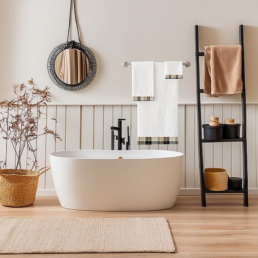 Tan en zwarte vlecht bad handdoek