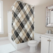 Tan en zwarte vlecht douchegordijn (In situ)