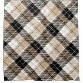 Tan en zwarte vlecht douchegordijn (Voorkant)