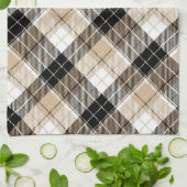 Tan en zwarte vlecht theedoek (Gevouwen)