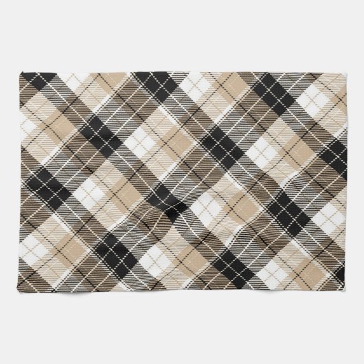 Tan en zwarte vlecht theedoek (Horizontaal)