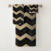 Tan en zwarte zigzag bad handdoek (Insitu)