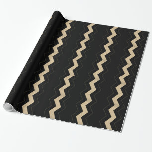 Tan en zwarte zigzag  cadeaupapier