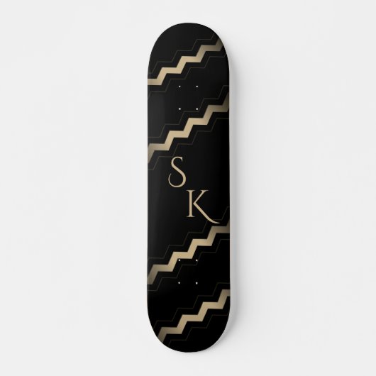 Tan en zwarte zigzag persoonlijk skateboard (Voorkant)