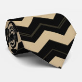 Tan en zwarte zigzag stropdas (Opgerold)